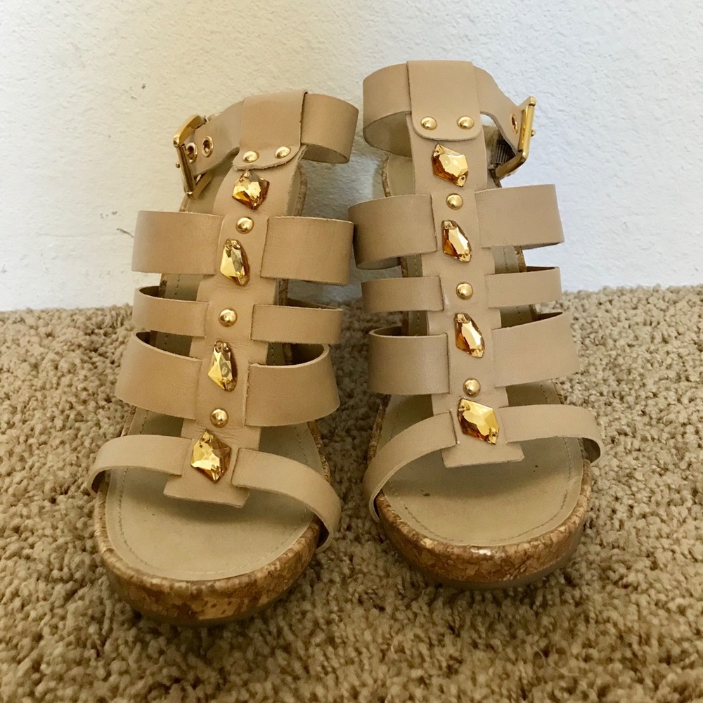 BCBG Paris nude heels sandals